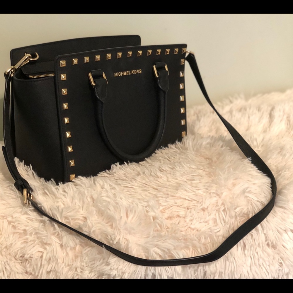 Michael Kors Medium Selma Studded Black Purse